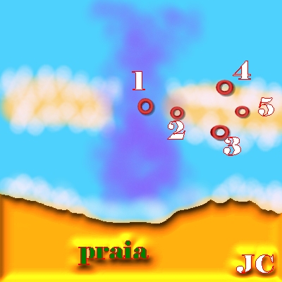 praia com duas coroas de areia e um fundão ( azul + escuro)
